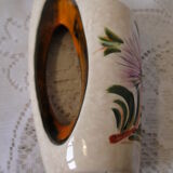 Ceramic vase with handle from the 70s, signed Tess, sunflower decor
