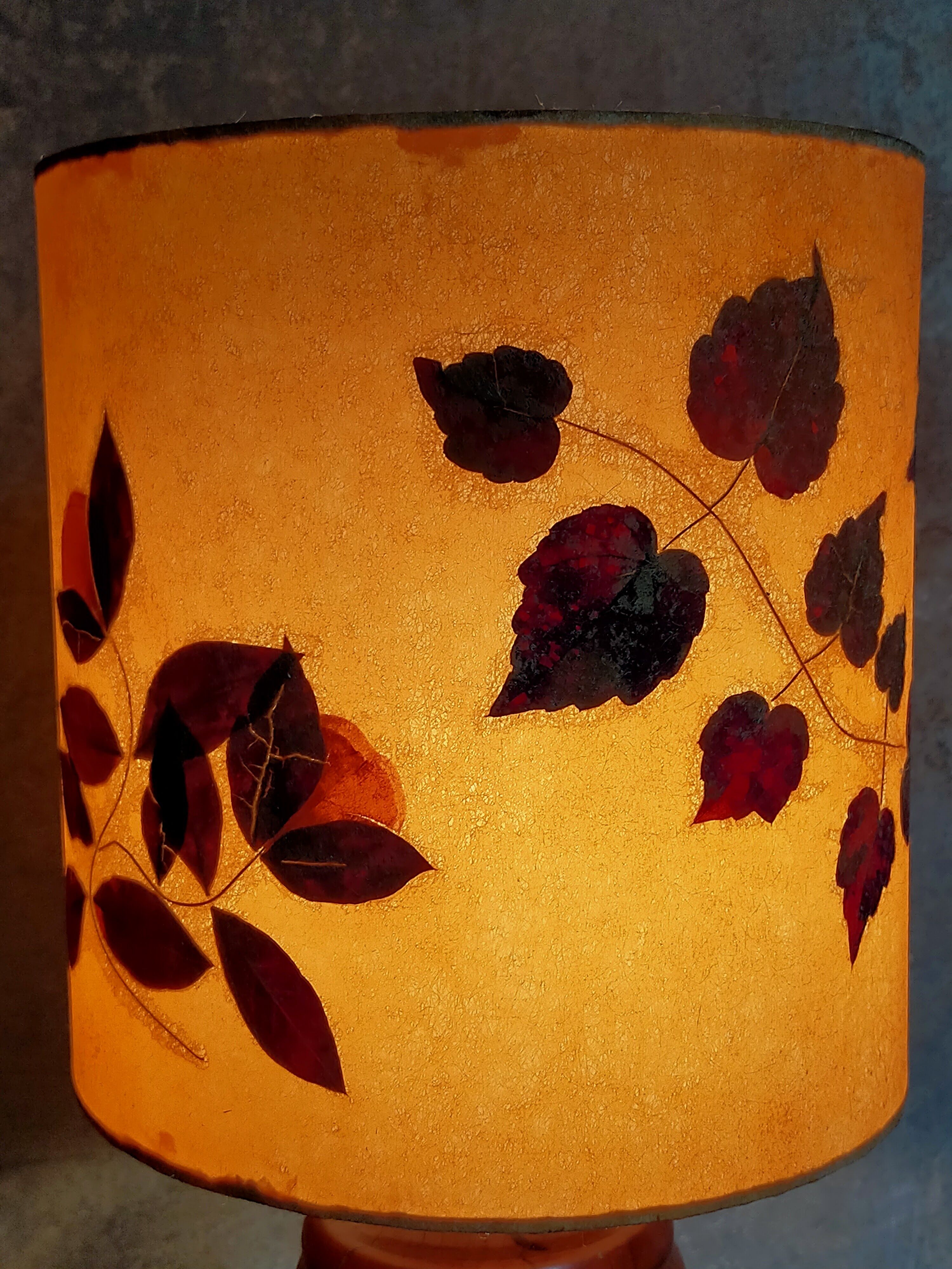Vintage solid wood lamp and herbarium lampshade