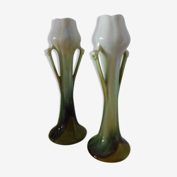 Vases forme tulipe en céramique art déco,