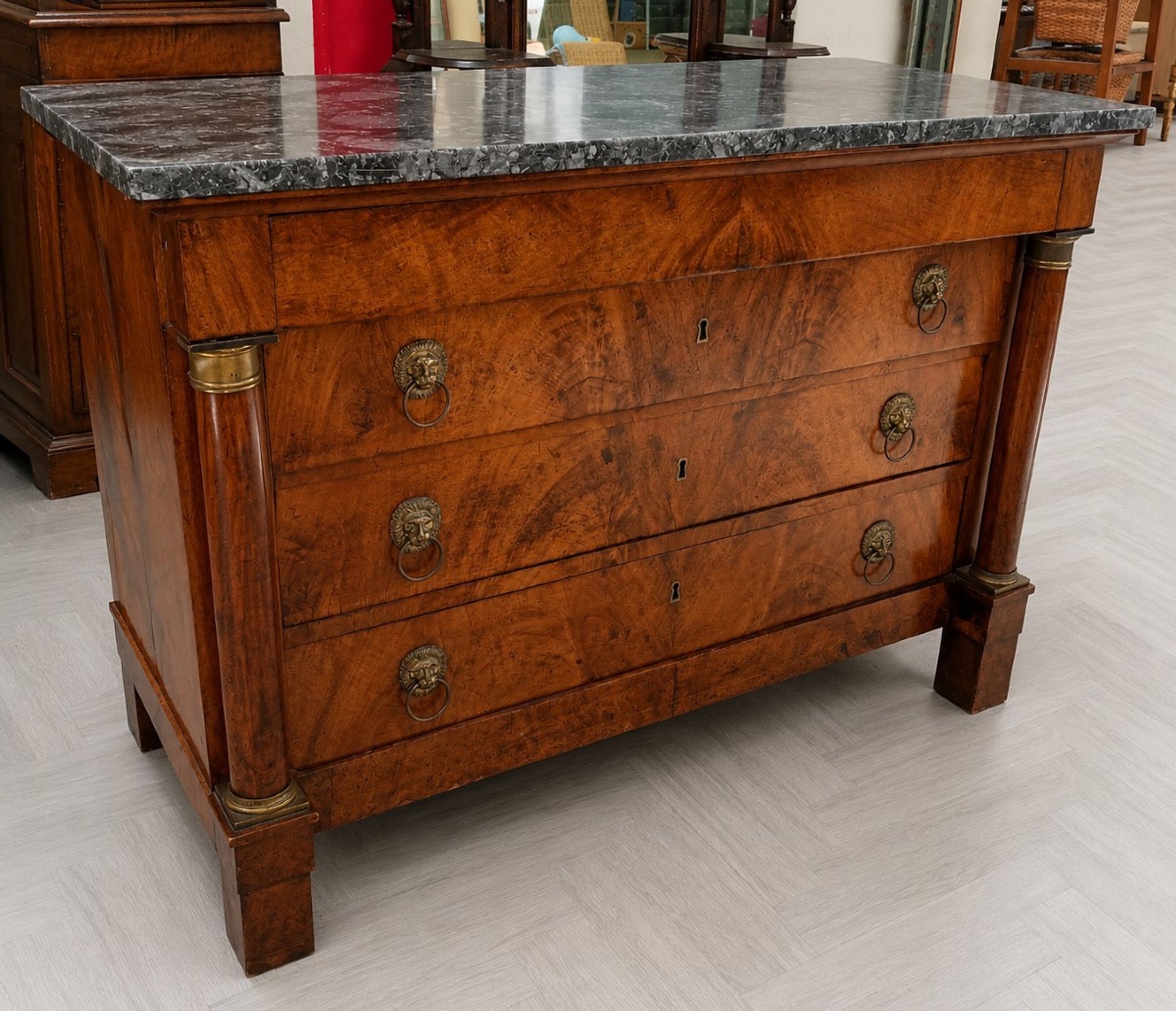 Empire-style walnut commode – black marble – 19th century