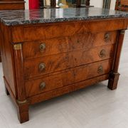 Empire-style walnut commode – black marble – 19th century