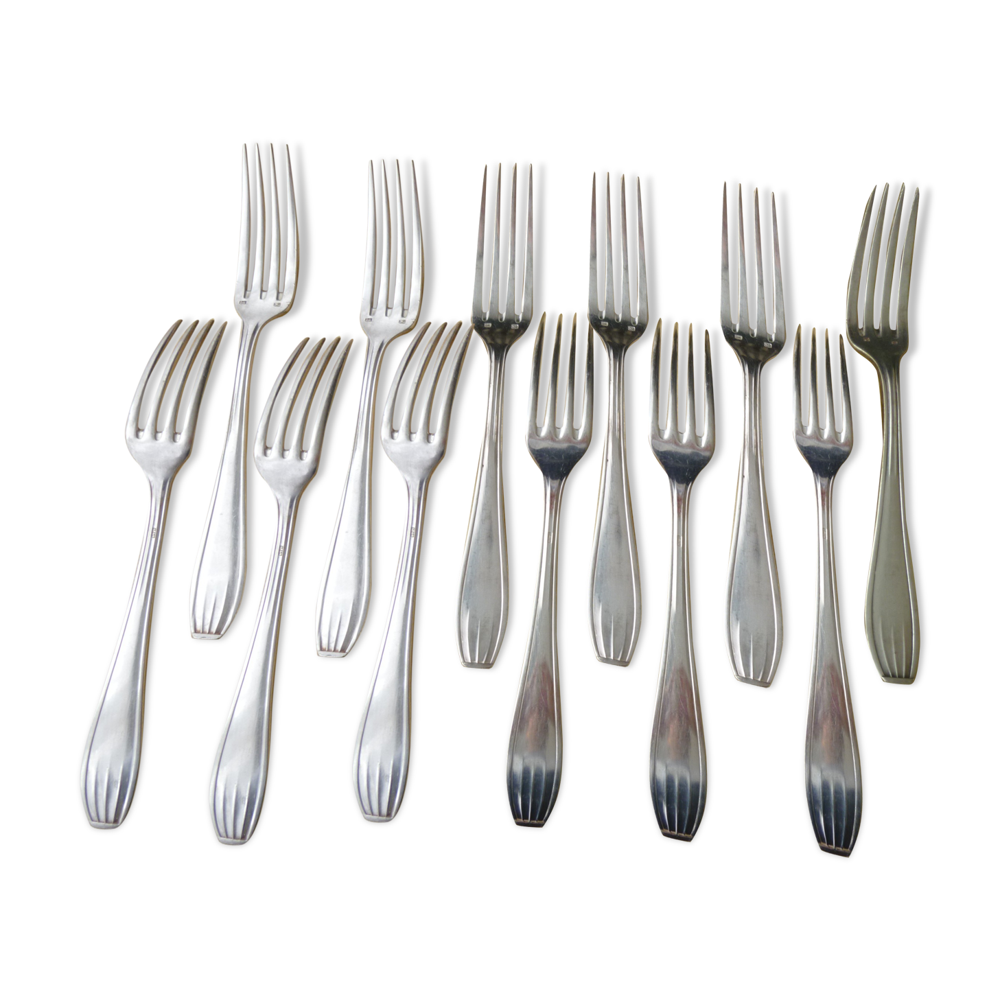 Set of 12 sfam silver metal table forks