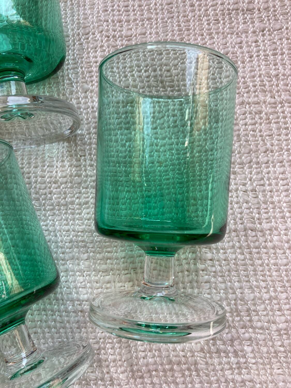 Vintage luminarc green stemware