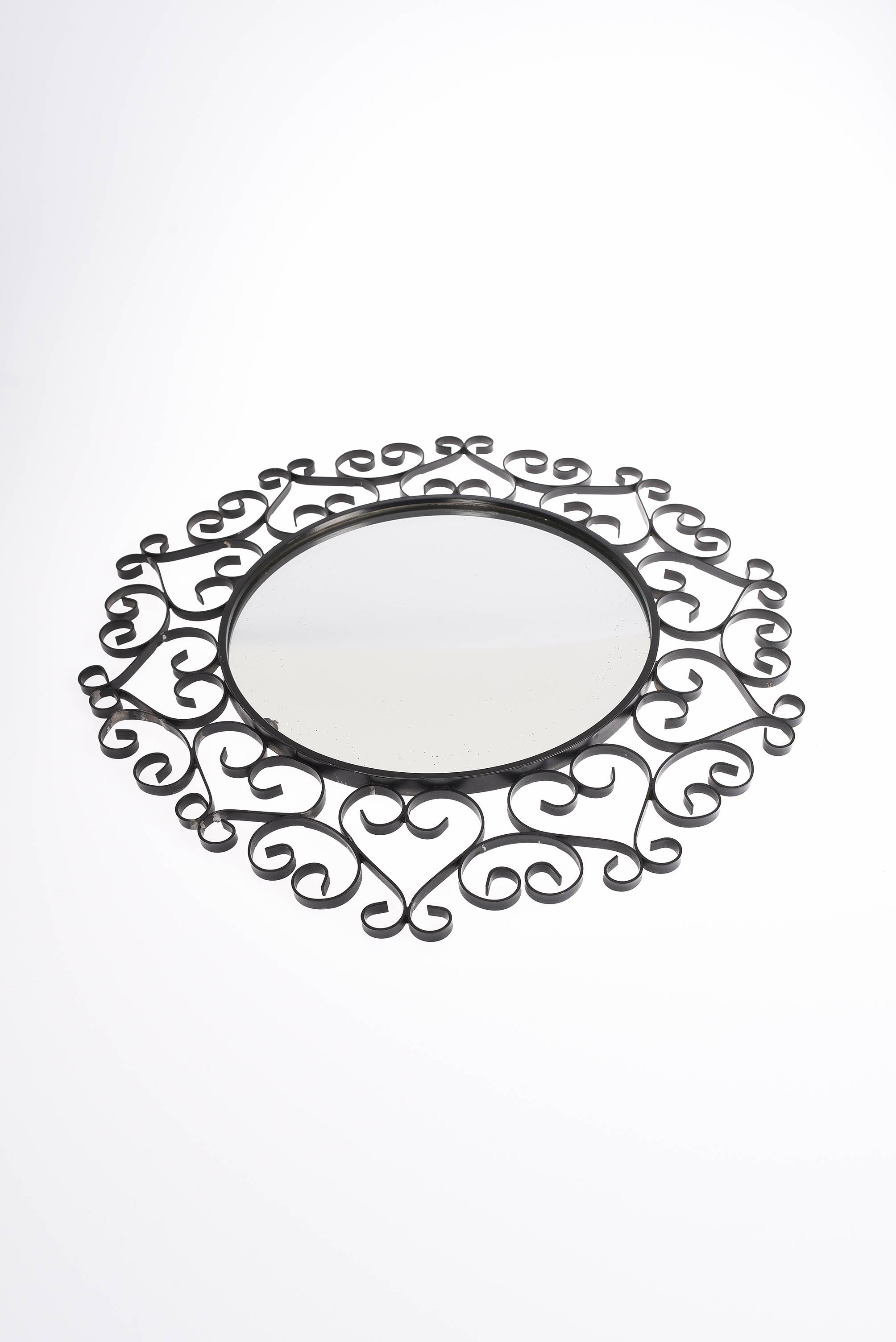 Chaty vallauris black mirror, wrought iron, 1950s