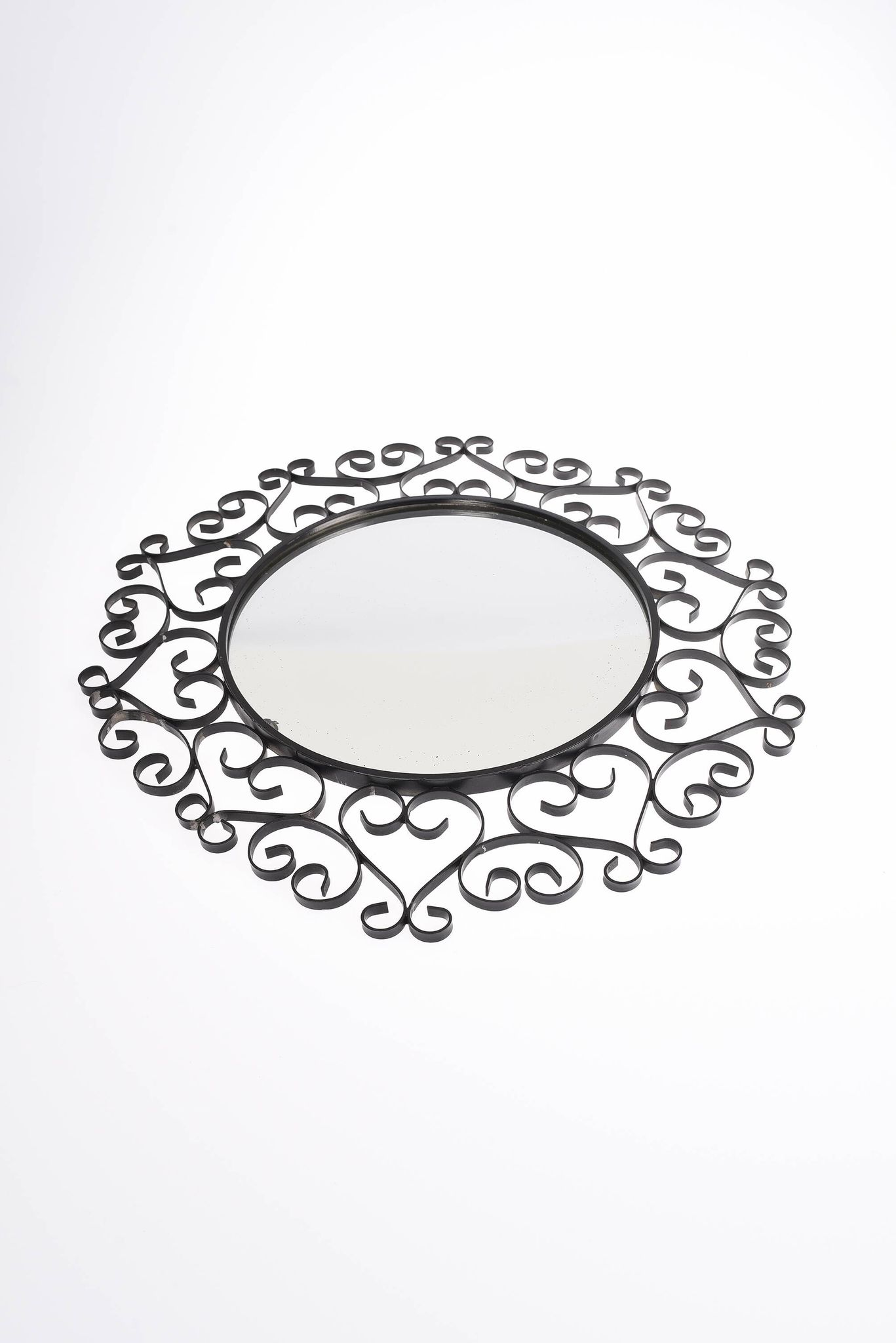 Chaty vallauris black mirror, wrought iron, 1950s