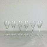 6 Chantilly model stemmed glasses from Saint Louis, crystal, wine or port