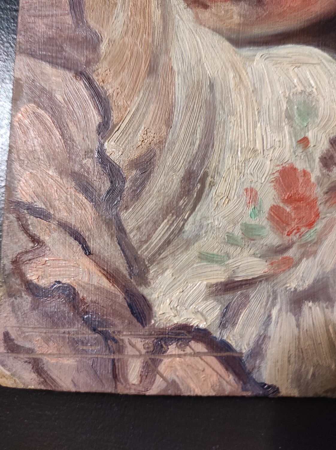 Portrait painting woman gypsy oil 30s signed