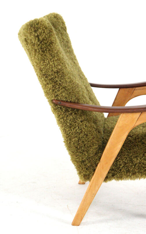 Two tone doodle armchair 'Wing'  fully restored unique upholstery wingback