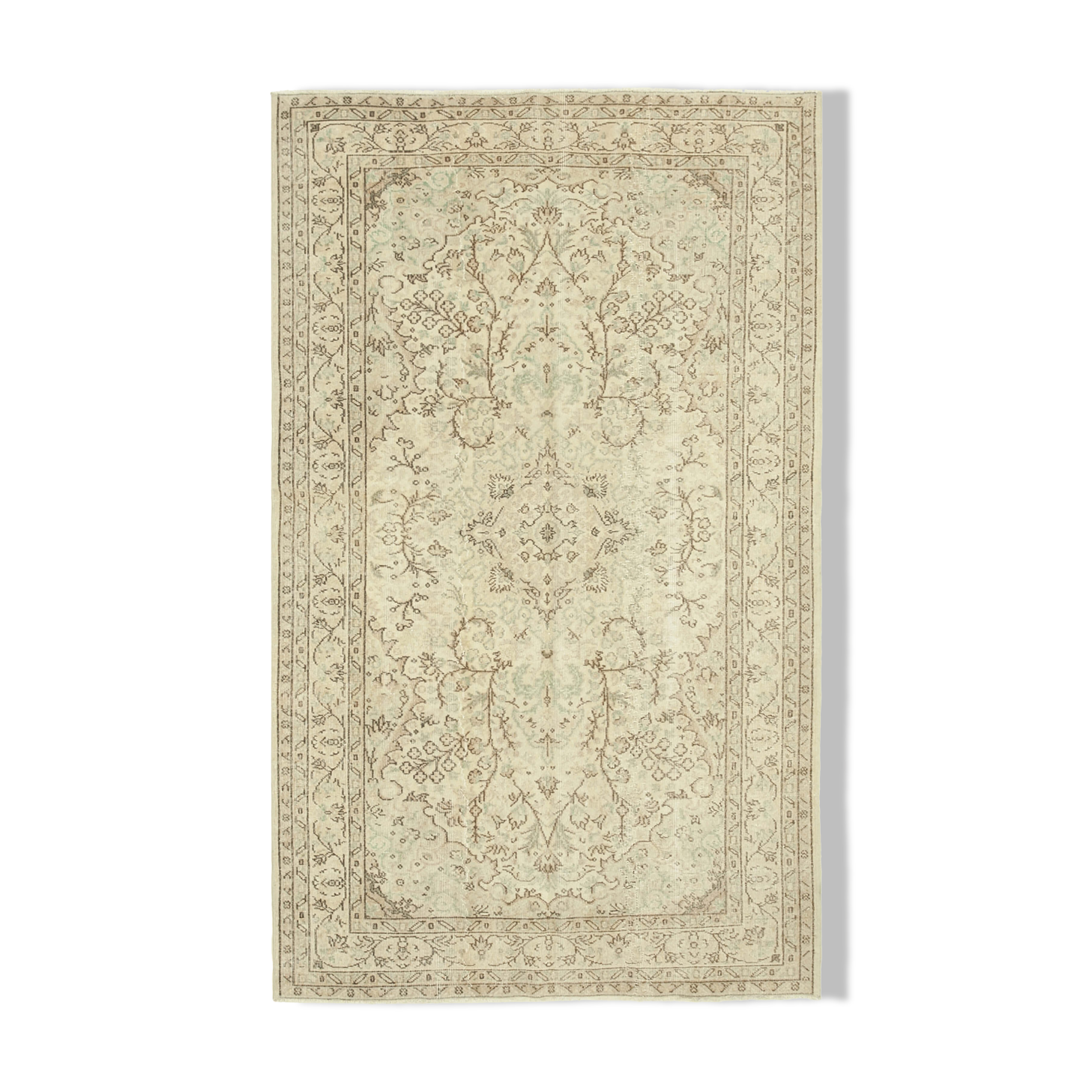 Hand-Knotted Vintage Turkish Beige Rug 170 cm x 280 cm - 38947