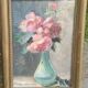 Watercolor still life, signed stella samson, bouquet of roses in a vase circa 1900