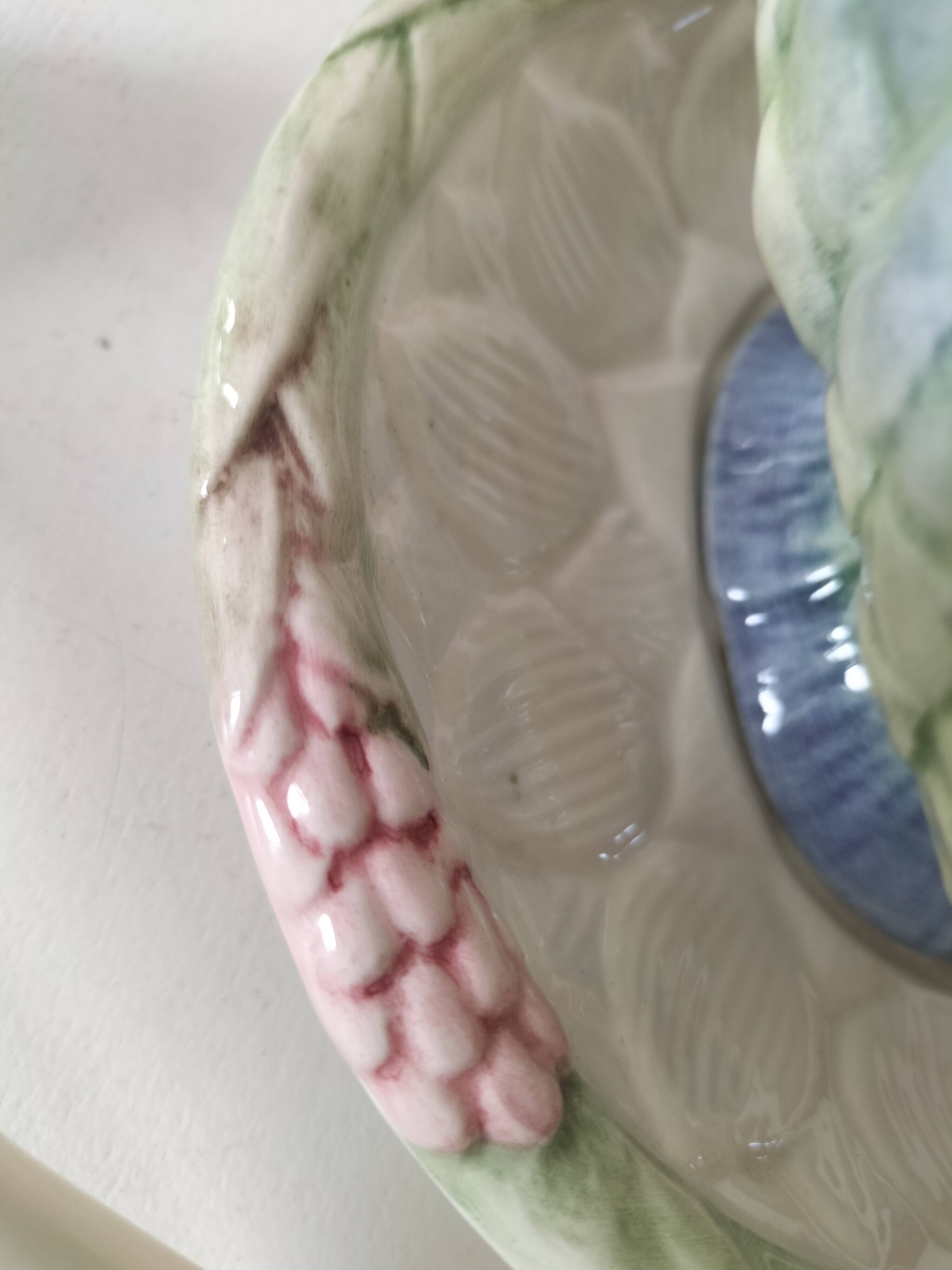 Saucière en barbotine fleurie Faianças Germano Portugal avec cuillère