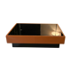 Caramel leather and black glass coffee table