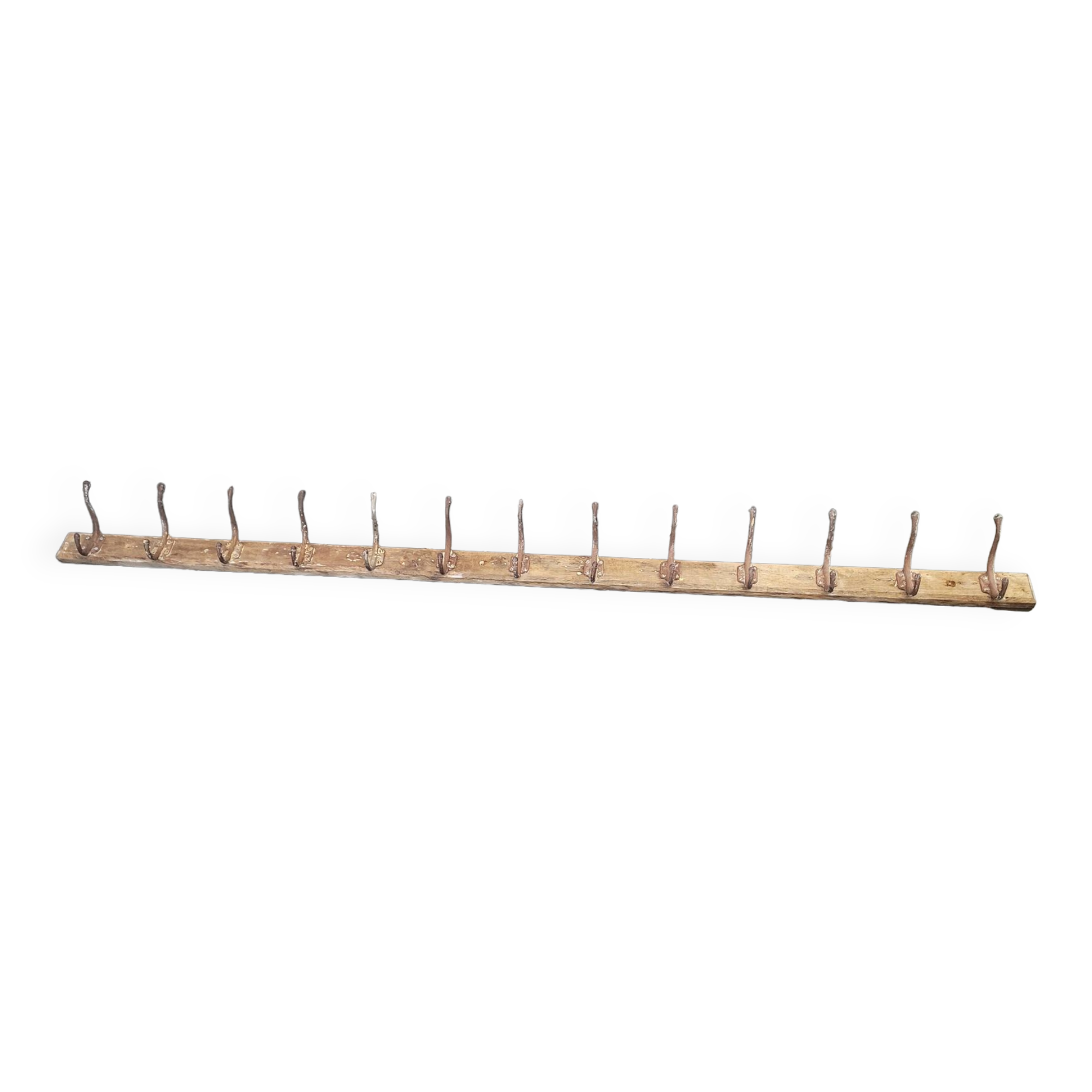Old school coat rack with 13 hooks, 195 cm L