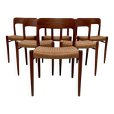 1950s set of 6 vintage Danish teak dining chairs No. 75 by Niels O. Møller