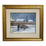 André Poirson (20th century) – Animated winter scene – Oil on canvas