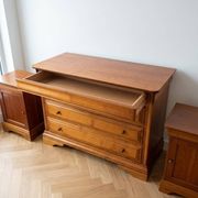 Selling Louis Philippe chest of drawers with secret drawer along with these bedside tables.
