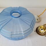Art Deco pendant lamp in blue opaline