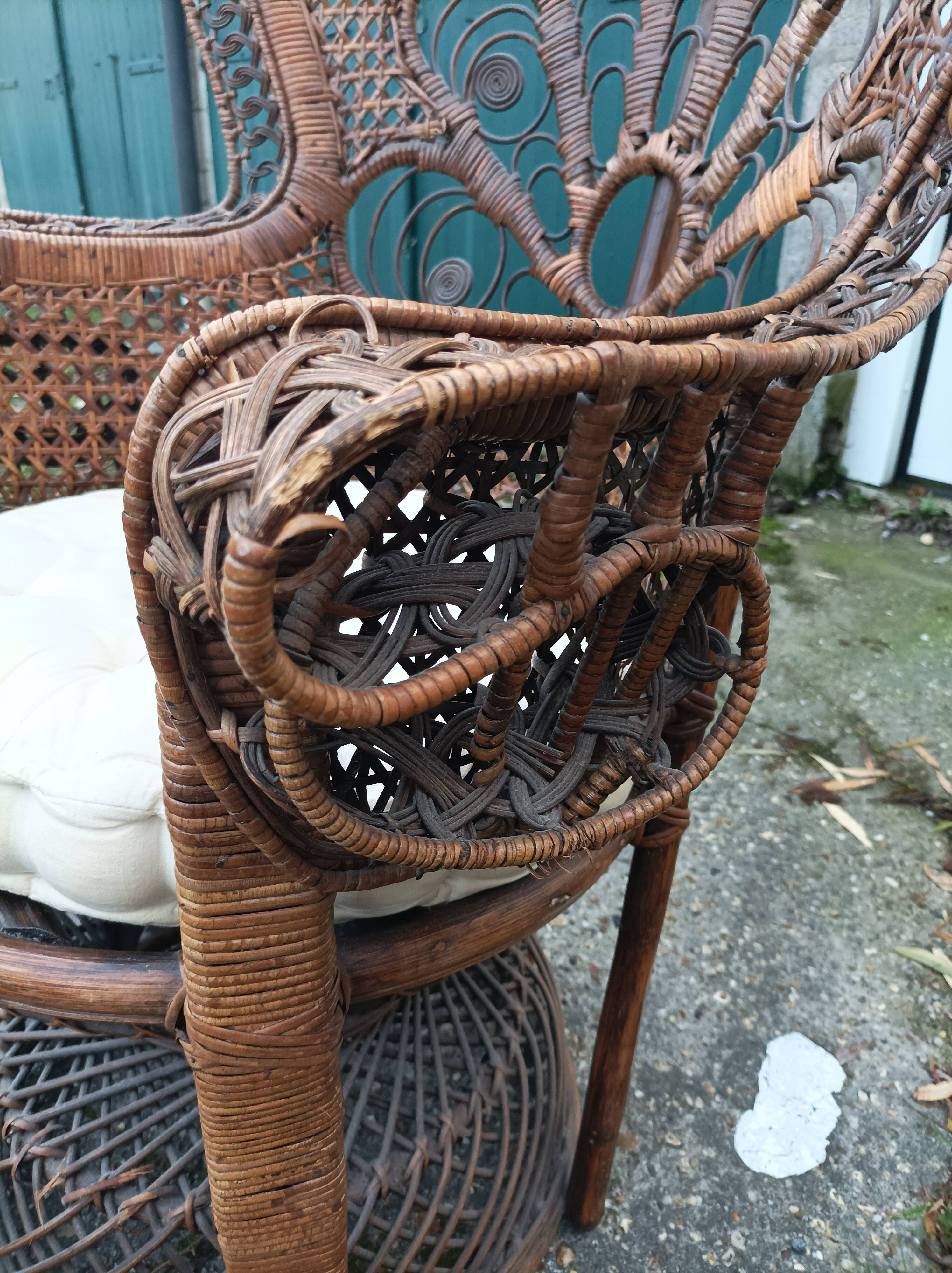 Armchair emmanuelle wicker vintage rattan