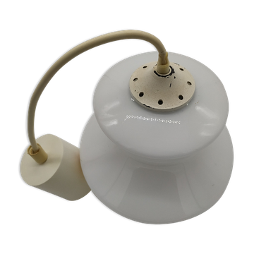 Seventies silkscreened opaline pendant lamp
