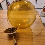 Suspension Globe verre soufflé jaune 70s