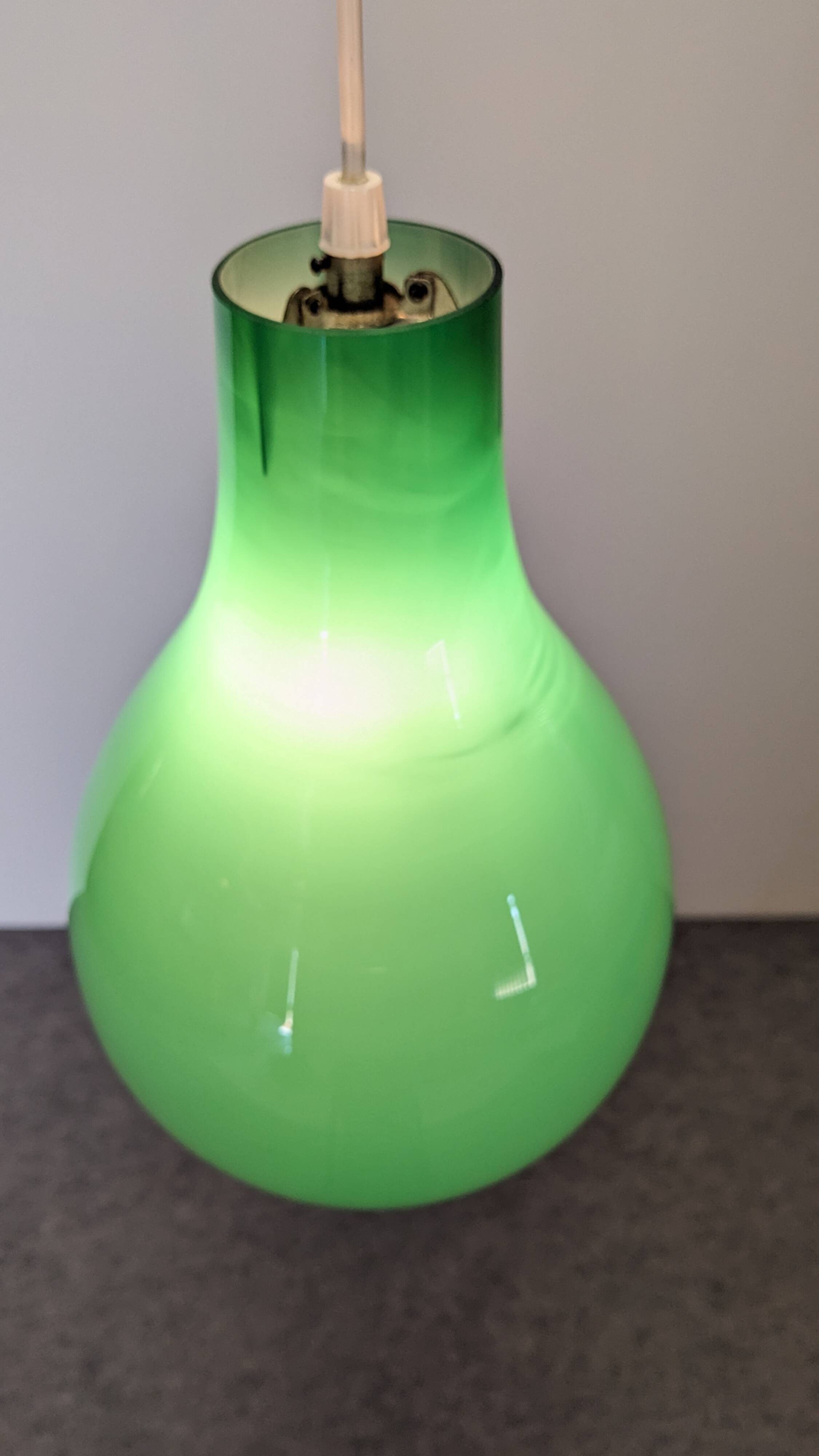 Green opaline water drop pendant light from the 50s/60s
