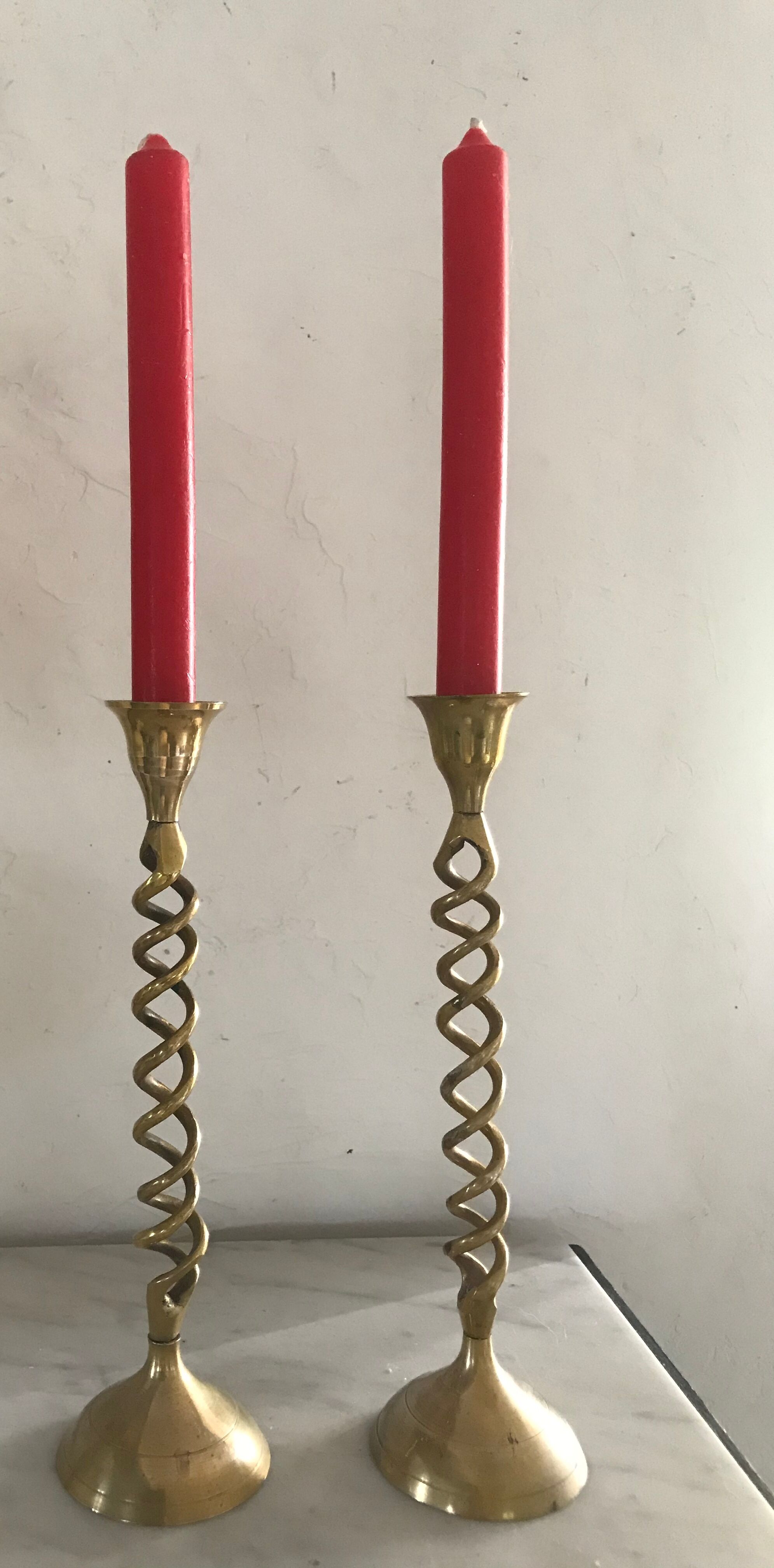 Pair of brass candlesticks
