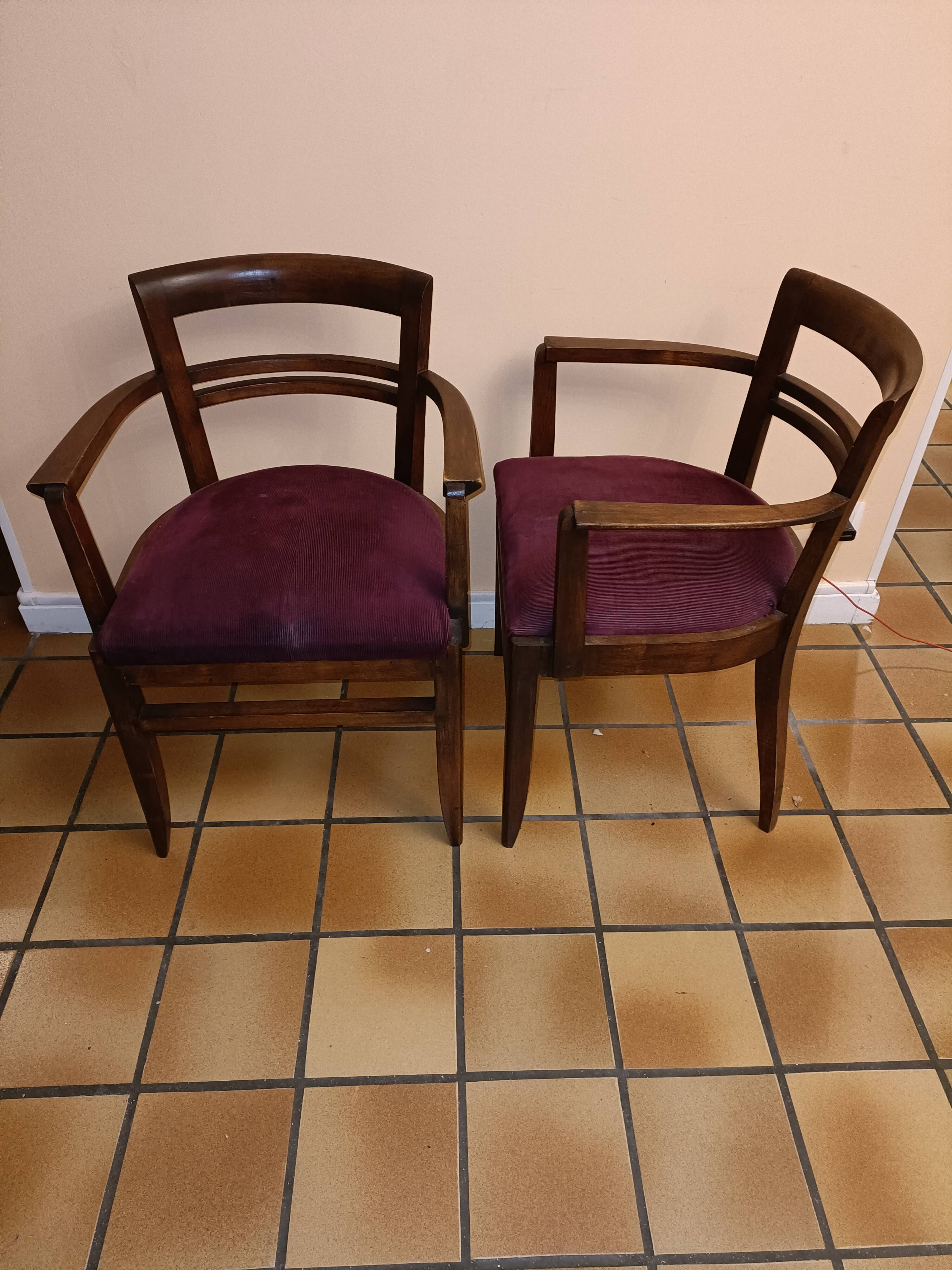 Paire de fauteuils bridge vintage 1940