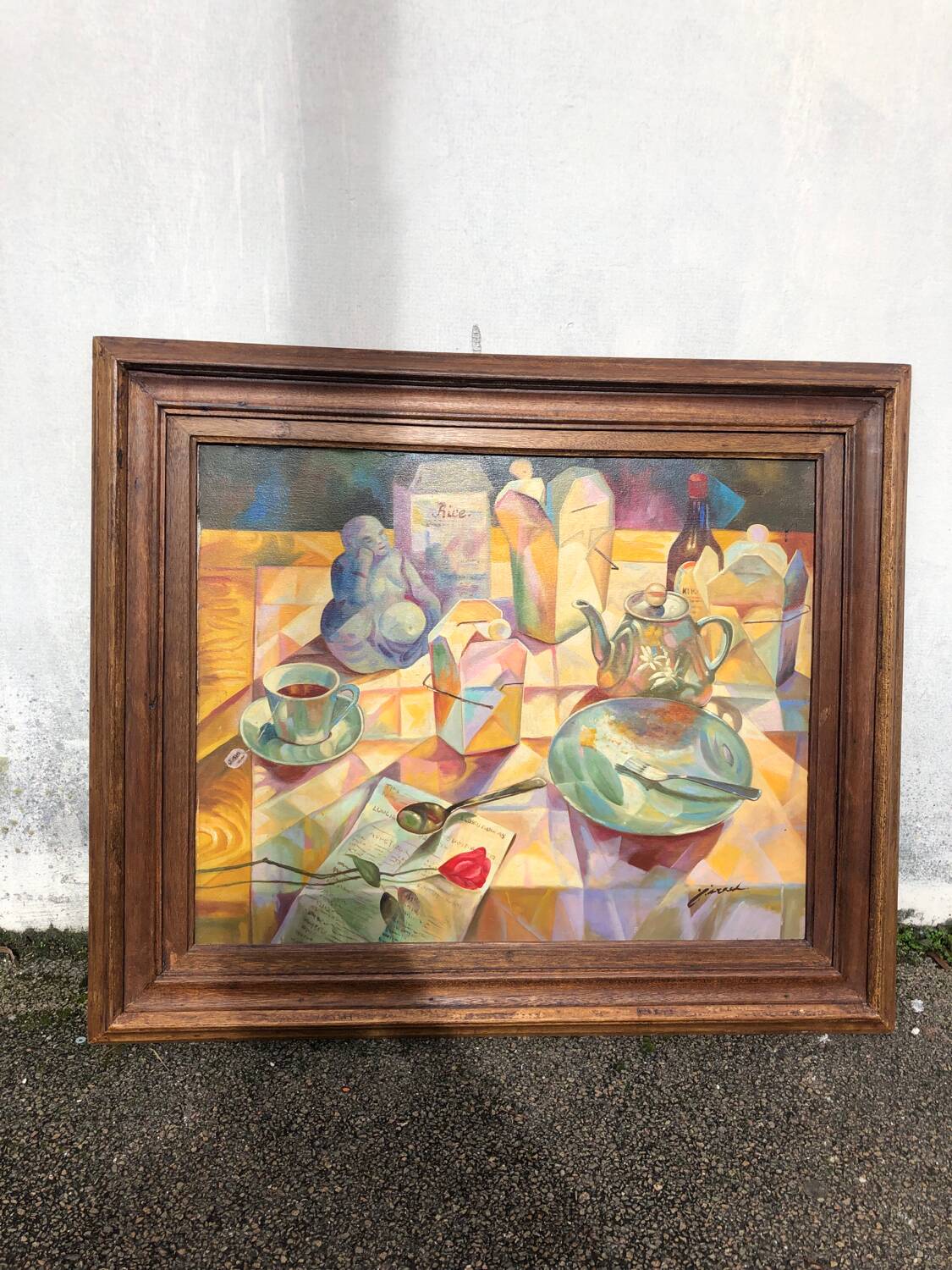 Tableau école cubiste vintage nature morte collection