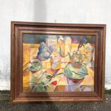 Vintage cubist school painting still life collection