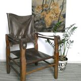 Chair called Safari wooden and leather, 1950s
