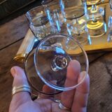 Set of 8 smoked and clear glass cups from the 70s, 80s.