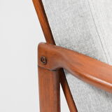 Original scandinavian armchair 60s, designer Z. Baczyk, delicate grey color, teak wood