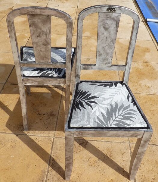 Set of 2 chic chairs with top fabrics patterned wooden leaf quality