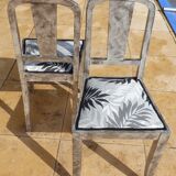 Set of 2 chic chairs with top fabrics patterned wooden leaf quality