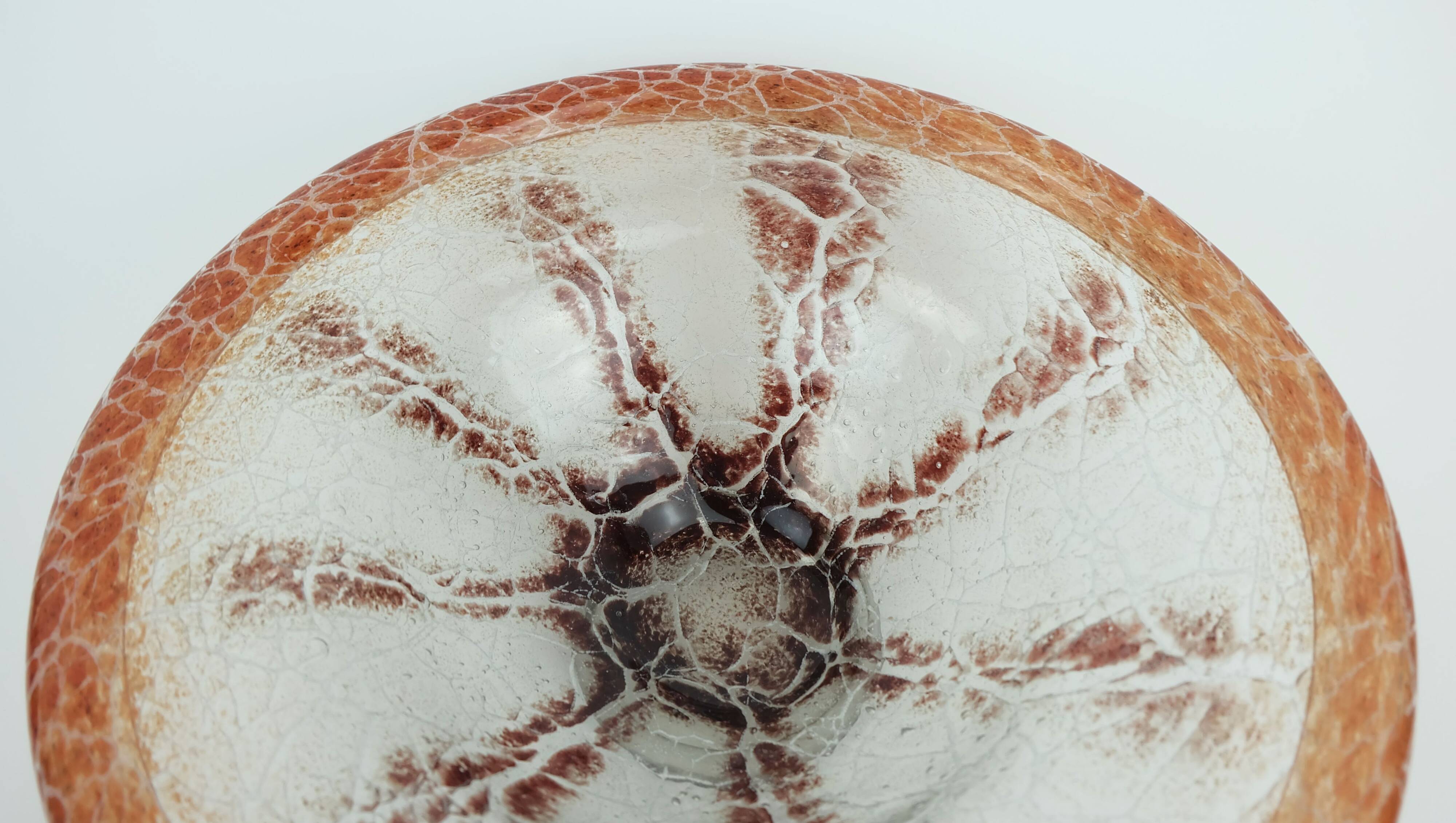 WMF art deco ikora glass BOWL karl wiedmann 1930s orange and dark red