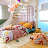 Pure merino wool rug shaggy handmade 166 x 191 cm