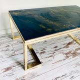 Table basse à piétement doré à plateau réversible circa 70