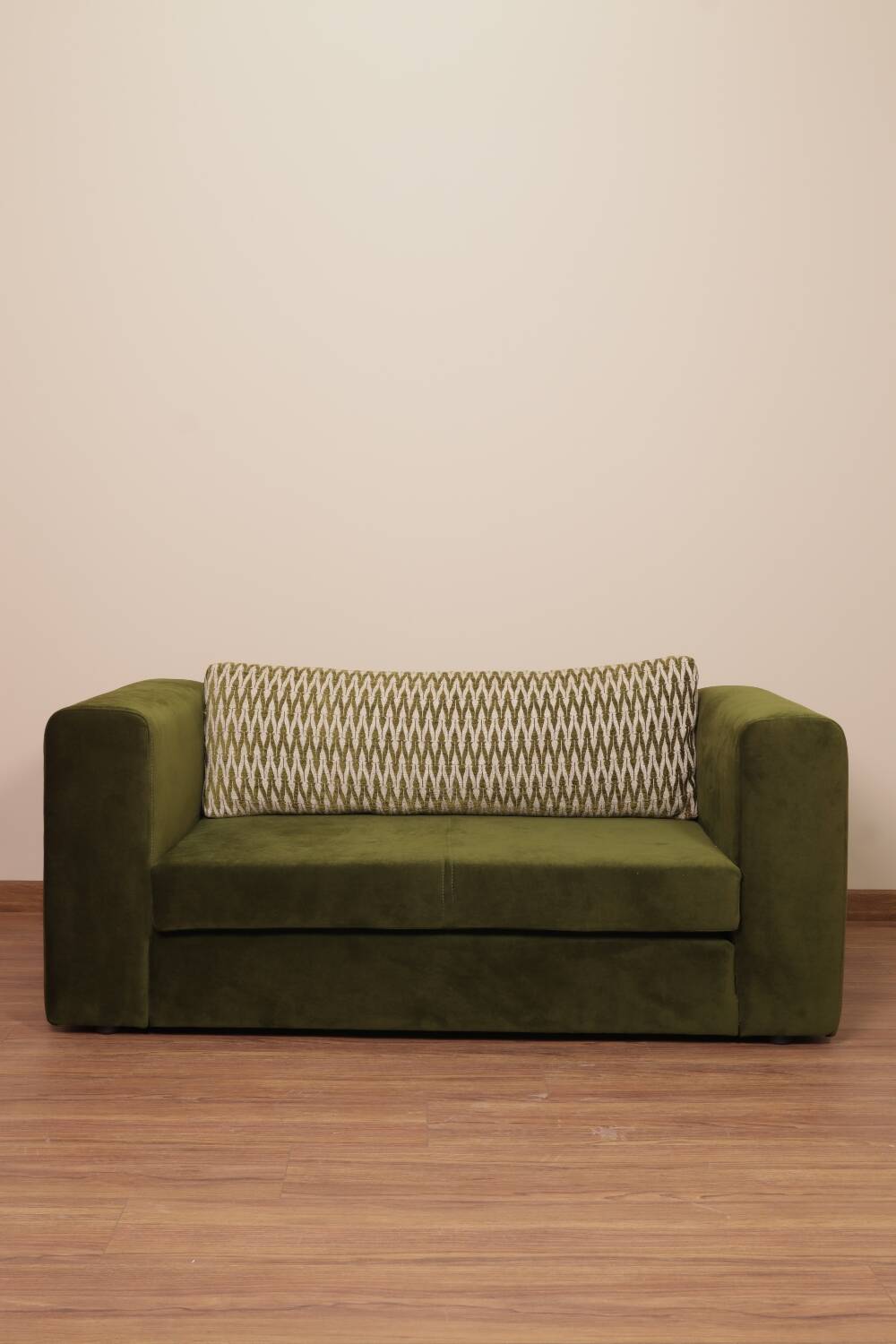 Vintage Two-seater Sofa, Deep Green Velvet, Cuschion patterns