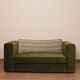 Vintage Two-seater Sofa, Deep Green Velvet, Cuschion patterns