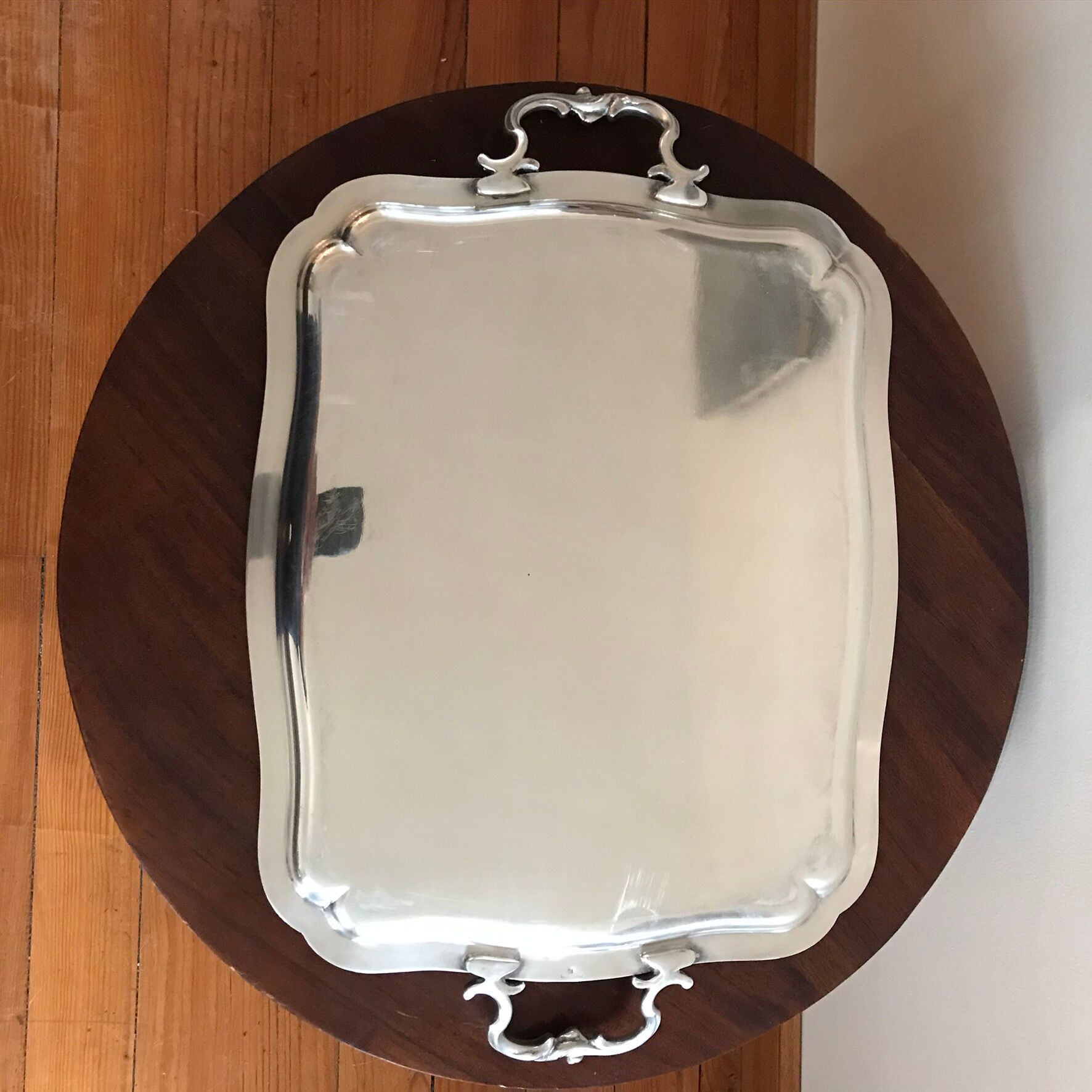 Silver metal serving tray