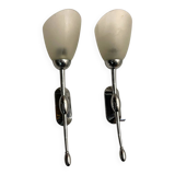 Chrome Satinated Glass Sconces Set of 2 1970’s
