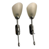 Chrome Satinated Glass Sconces Set of 2 1970’s