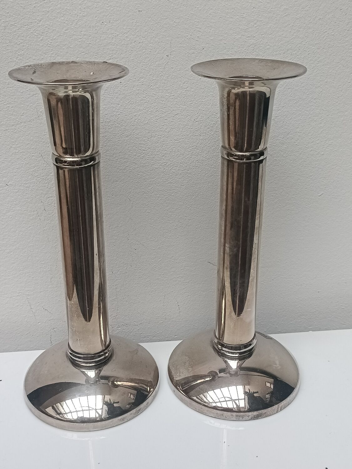 Pair of silver-plated candlesticks