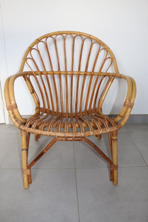 2 fauteuils rotin adulte 1960