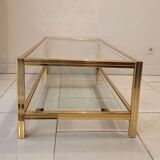 Vintage 1960s gold metal coffee table and glass tops