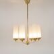 Vintage 6-arm chandelier in brass and milk glass, 1960s