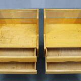Ensemble de tables de chevet et commode avec étagère en verre des années 1960, Tchécoslovaquie