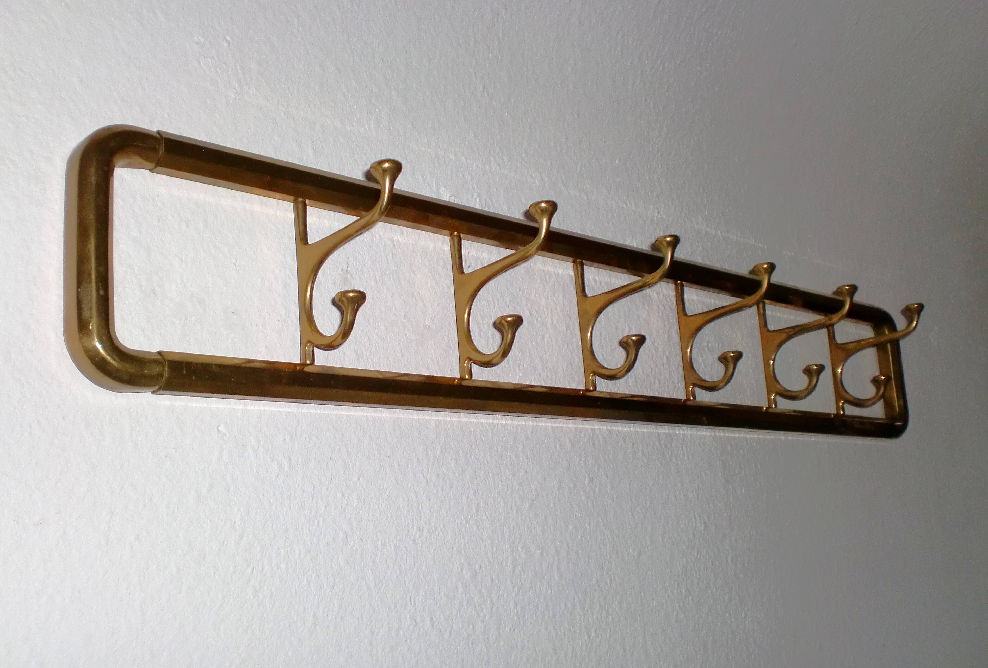 Art-Deco brass Coat Rack & one Hanger, France, 1940s