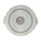 Round dish with white and gold handles made in France Digoin Sarreguemines