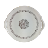 Plat rond avec anses de couleur blanc et or made in france Digoin Sarreguemines